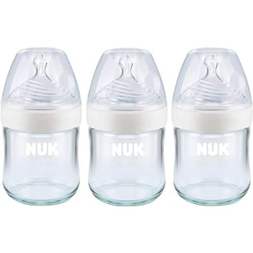 NUK Simply Natural Glass Baby Bottles, 4 oz, 3 Pack