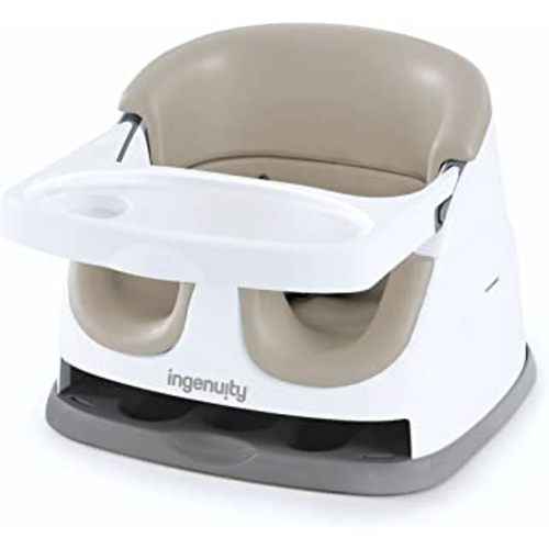 Ingenuity Baby Base 2-in-1 Booster Feeding & Floor Seat with Self-Storing Tray, Cashmere