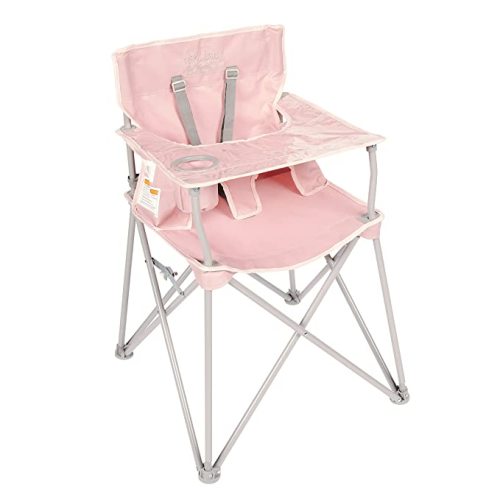 ciao! baby Portable High Chair for Babies and Toddlers, Compact Folding Travel High Chair with Carry Bag for Outdoor Camping, Picnics, Beach Days, and More (Blush)