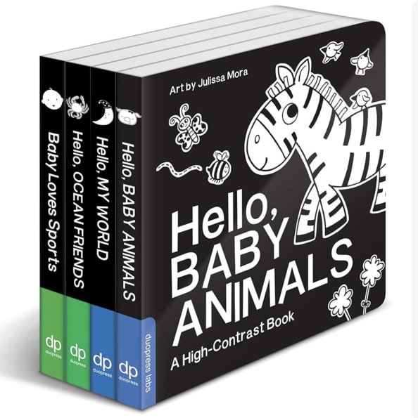 High Contrast Baby Book Set: 4 Board Books for Newborns