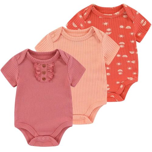 Ruliby Baby Bodysuit Boy Girl Clothes Soft Newborn Infant Outfit Short Sleeve Romper