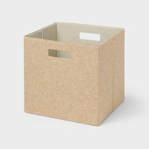 13''x13'' Fabric Decorative Storage Bin Tan Linen - Brightroom™: 13 Inch Storage Cube, Decorative Storage