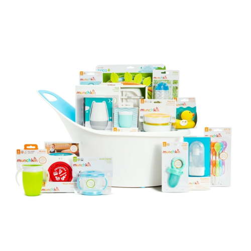 Free Shipping! Munchkin® My Munchkin Gift Basket, Great for Baby Showers, Includes 15 Baby Products, Neutral, Unisex