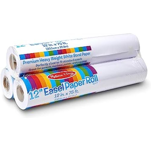 Melissa & Doug Wooden Tabletop Paper Roll Dispenser With White Bond (12  inches x 75 feet) - Drawing, Art, Craft For Kids