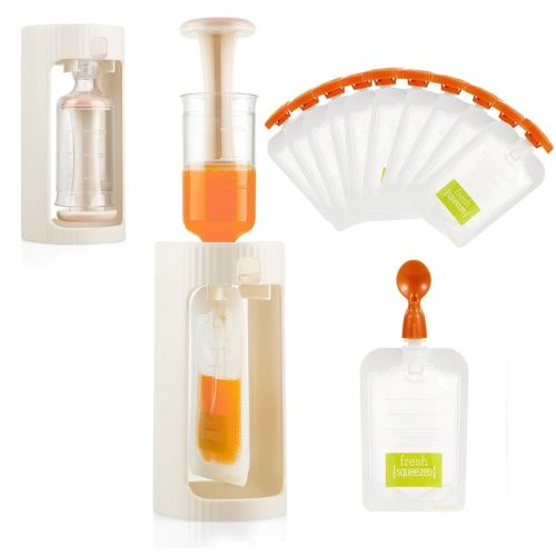 PandaEar Squeeze Station for Baby Puree Food Storage, Baby Food Pouch Filling Maker with 10 Pcs Pouches, Pouch Filling Station for Infant and Toddlers