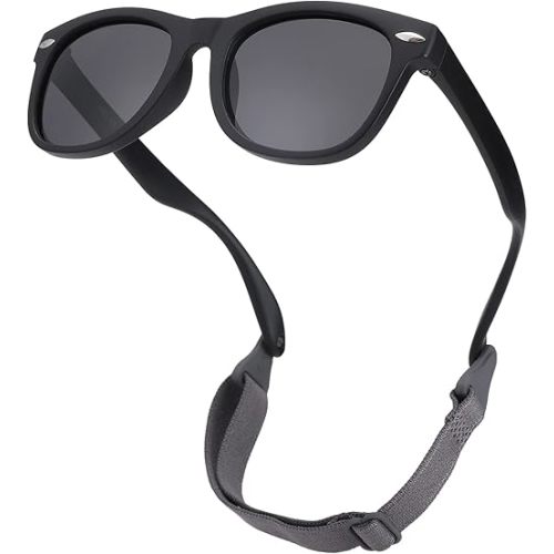 COASION Bendable Flexible Polarized Baby Sunglasses with Strap for Newborn Infant Boys Girls Age 0-24 Months CA9018
