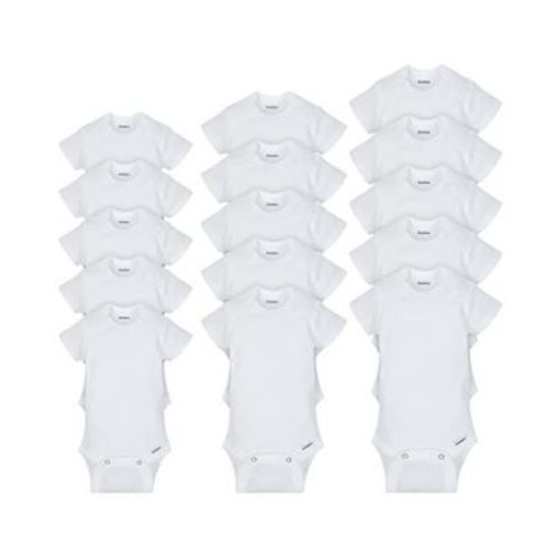 Baby 15 Piece Onesies Bundle in White, Assorted Months