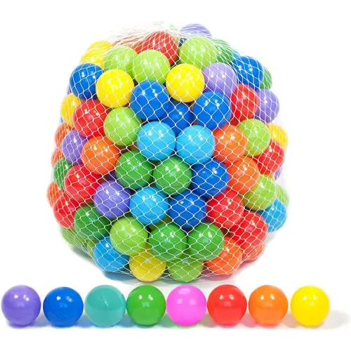Playz Soft Plastic Mini Ball Pit Balls 200 Count - w/ 8 Vibrant Colors - Crush Proof, No Sharp Edges, Non Toxic, Phthalate & BPA Free for Baby Toddler Ball Pit, Play Tents & Tunnels Indoor & Outdoor