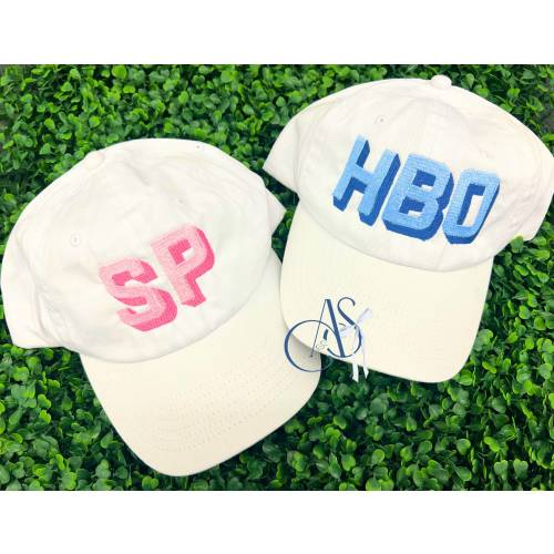 Embroidered Monogram Hat, Embroidered Shadow Monogram Baseball, Monogram Beach Hat, Bridesmaid Gift, Bridal Party Hat, Bachelorette Party