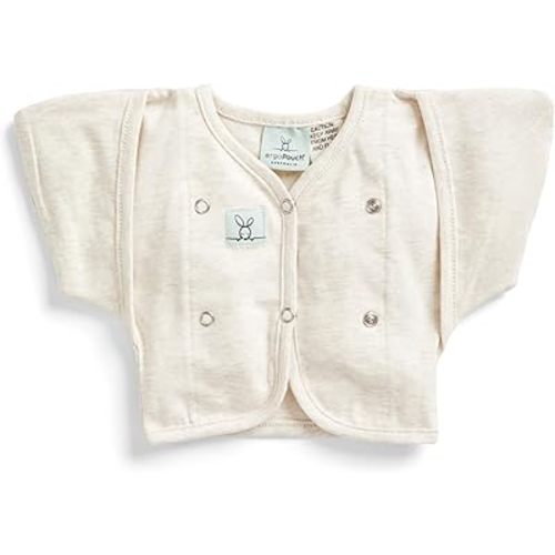 ergoPouch 0.2 TOG Butterfly Cardi with Arm Pockets, Baby Swaddle Transition Aid, Wear Over Any Sleeping Bag (0-3 Months, Oatmeal Marle)