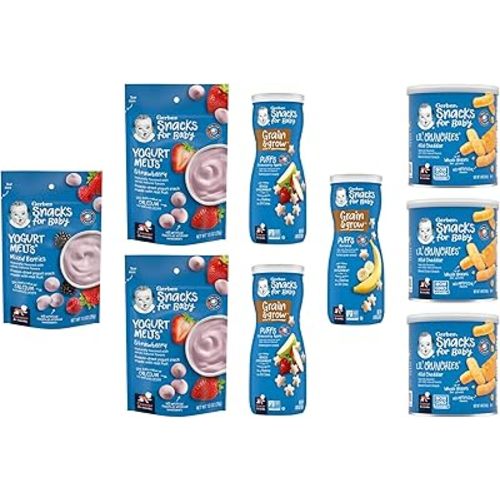 Gerber Snacks for Baby Variety Pack, Yogurt Melts, Puffs and Lil Crunchies (Set of 9)