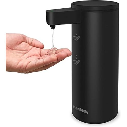 Automatic Soap Dispenser Stainless Steel with Sensor Infrared Soap Dispenser Electric IPX5 Waterproof USB-C Charging Motion Sensor for Kitchen & Bathroom (Black)