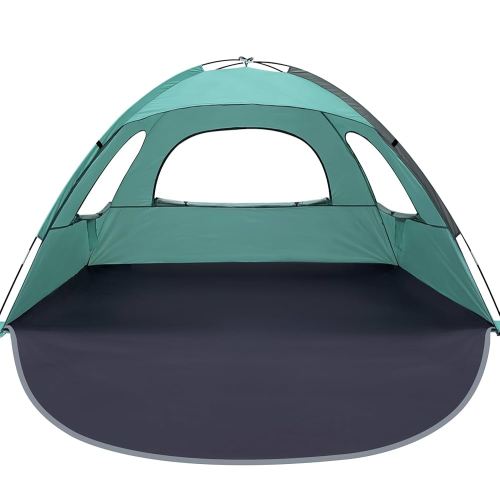 WhiteFang Beach Tent Anti-UV Portable Sun Shade Shelter for 3/4/6/8 Person, Extendable Floor with 3 Ventilating Mesh Windows Plus Carrying Bag, Stakes and Guy Lines