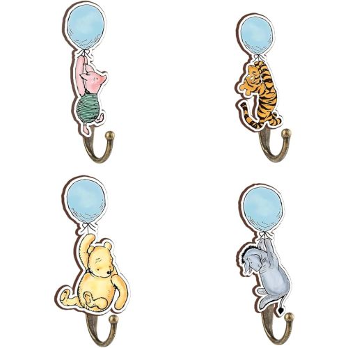 Winnie Nursery Bathroom Bedroom Decor, 4 Pcs Balloon Winnies Decorative Wall Hooks Wooden Hooks, Winnie Nursery Hook Cute Towel Hanger, The Pooh Home Decoration