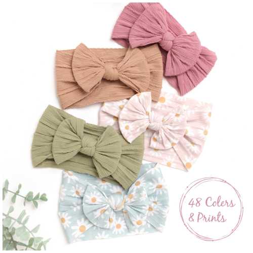 Baby Girl Headband, Ribbed Newborn Headbands, Big Bow Headband, Baby Bows , Baby Turban Headband, Toddler Headband, Baby Headwraps , JASM