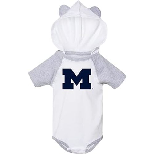Michigan Wolverines Primary Logo Hooded Bear Ears Creeper Bodysuit