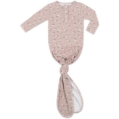 Checkered Knotted Gown Baby Newborn, Viscose derived from Bamboo, Infant Sleeper with Mittens, Baby Girl, Baby Boy