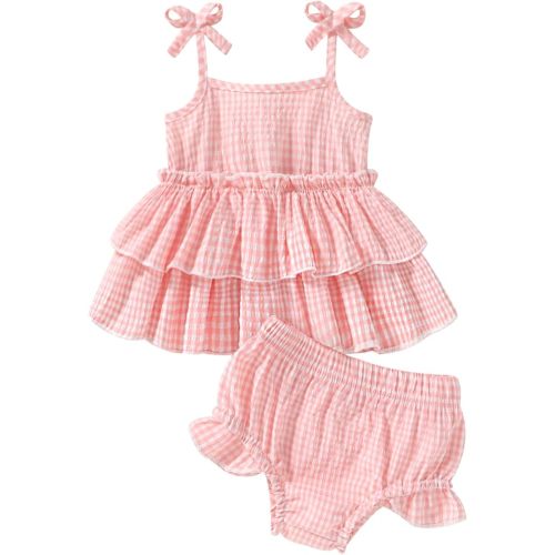 Happy Town Baby Girl Clothes Summer Infant Outfits Sleeveless Tank Tops Newborn Shorts Set Bloomers Toddler Shirt