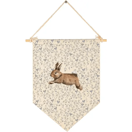 Cute Bunny Woodland-Baby Flag Gift Shower-Sign Above Crib-Wall Flag Decor Gifts for Baby Girls Kids-Canvas Hanging Pennant Banner Wall Sign Present for Nursery Baby Room Playroom Bedroom Front Door