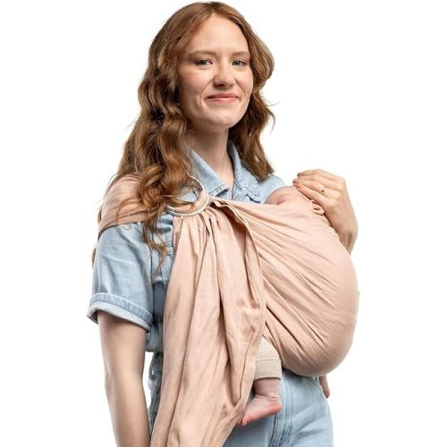 Boba Ring Sling Baby Carrier Newborn to Toddler - Lightweight & Breathable Baby Sling Carrier, Hip-Healthy Baby Carrier Sling, Baby Wrap Carrier for Front & Hip Carry, 8-35 lbs (Linen Peony)