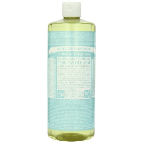 Dr. Bronner's Pure Castile Liquid Soap - Made with Regenerative Organic Certified Oils - 18-in-1 Uses for Face, Body, Hand - Gentle on Baby & Sensitive Skin - All Natural Body Wash - Unscented,32oz - 32 Fl Oz (Pack of 1)