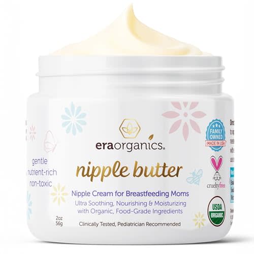 USDA Organic Nipple Butter Safe for Breastfeeding – Lanolin-Free, Food-Grade Nipple Cream for Sore, Cracked & Sensitive Skin Relief – No Wipe Off Postpartum Essential