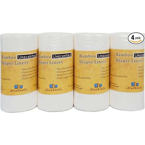 Bamboo Unscent Diaper Liners- Fragance Free and Chlorine Free(4PK) 400 Count by BlueSnail