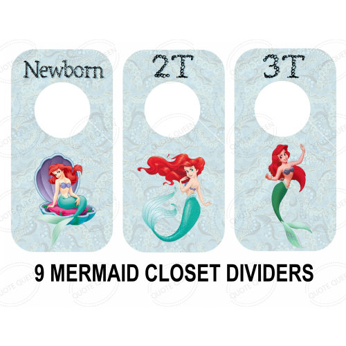 Ariel Mermaid Closet Dividers, Under The Sea, Little Mermaid, 6.75 x 3.5 in. Girls Closet Dividers, Nursery Oganizer,Shower Gift,Baby Shower