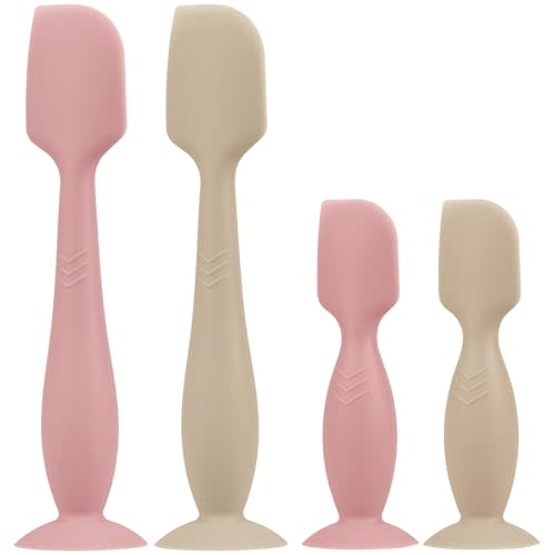 Baby Butt Paste Spatula - 4 Pack Diaper Cream Spatula Applicator Silicone Baby Butt Paste Spatula for Babies, Newborn, 2 x Large Size, 2 x Small Size (Sand/Blush)