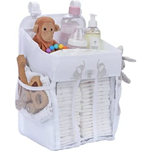 CRADLE STAR Hanging Diaper Caddy Baby Organizer - Diaper Caddy Organizer Baby Essentials for Newborn Nursery - Holds 50+ Diapers - 17x9x9 Inches, White
