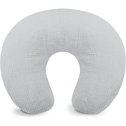 Hooyax Muslin Nursing Pillow Cover, Soft Breathable Feeding Slipcover for Breastfeeding Moms, Stretchy Removable Infant Pillow Cover for Boy and Girls (Grey)