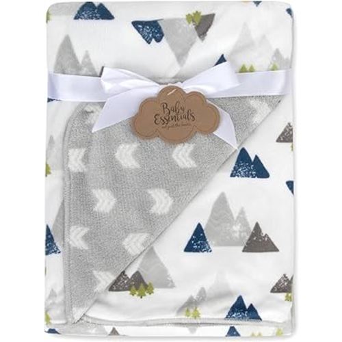 Sherpa Fleece Baby Blankets for Boys and Girls – Colorful, Reversible Baby Blankets for Newborns, Infants, Toddlers, and Nursery (Mountains & Arrows)