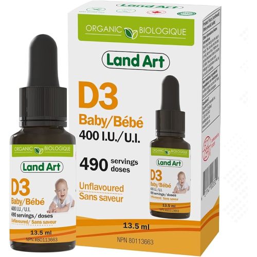 Certified Organic Vitamin D3 Drops - For Baby - 400 IU per drop - 490 servings - Development and maintenance of bones and teeth - GMO free - Gluten free - Made in Canada (13.5 ml)