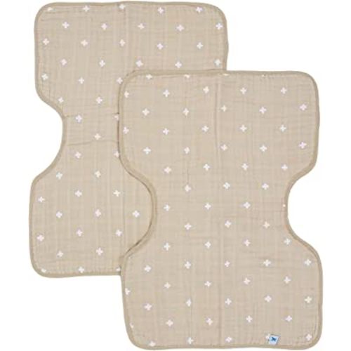 Little Unicorn 2 Pack Cotton Muslin Burp Cloths - Taupe Cross