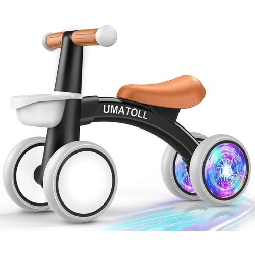 Umatoll Colorful Lighting Baby Balance Bike Toys for 1 Year Old Boys Gifts, Adjustable Seat Baby Walker, One Year Old Boy Birthday Gifts, 12-24 Months Toddler First Ride on Toys