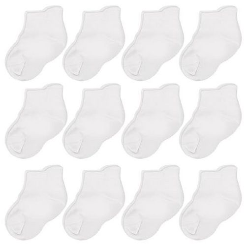 Cozyway Ankle Cotton Baby Socks - 12 Pack Stretch Baby Socks, Infant Socks, White Baby Socks, White, 6-12 Months, Unisex