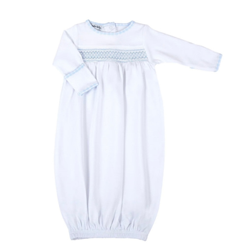 New Beginnings Smocked Gathered Gown - Blue