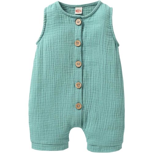 Infant Newborn Baby Boys Girls Cotton Linen Romper Summer Jumpsuit Sleeveless Overalls Clothing Set