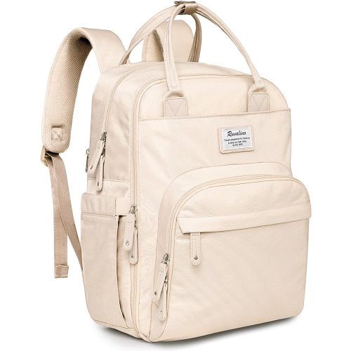 RUVALINO Diaper Bag Backpack, Multifunction Travel Pack Maternity Baby Changing Bags, Large Capacity, Waterproof, Beige