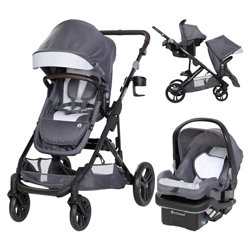 Baby Trend Morph Single to Double Modular Stroller Travel System with EZ-Lift™ PLUS Infant Car Seat, Dash Grey
