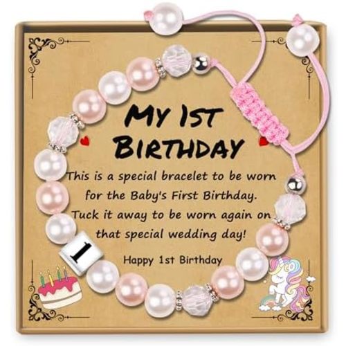 Sereney Birthday Gifts for Girls, Beaded Bracelets as 1 3 4 5 6 7 8 9 10 11 12 13 15 16 Year Old Birthday Gift, Adjustable Stone/Pearl Bracelet as Happy Birthday Gifts for Daughter Granddaughter Niece