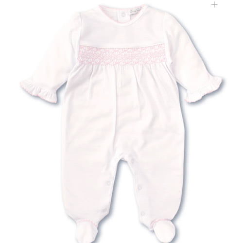 Hand Smocked CLB Charmed White/Pink Footie