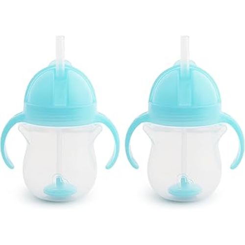 Munchkin® Any Angle™ Weighted Straw Trainer Cup with Click Lock™ Lid, 7 Ounce, 2 Pack, Blue