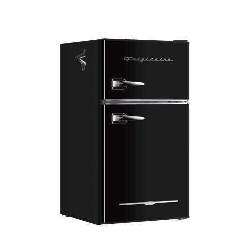 Frigidaire 3.2-Cu ft. 2-Door Retro Compact Bar Fridge with Freezer and Side Bottle Opener, EFR840 (Black)