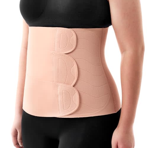 Momcozy Ergowrap Postpartum Belly Band, 3D Abdomen Lifting & Ergonomic Back Support Abdominal Binder, Seamless & Invisible Wrap Shapewear for Postpartum C-Section Recovery, Daily Wear, Exercise