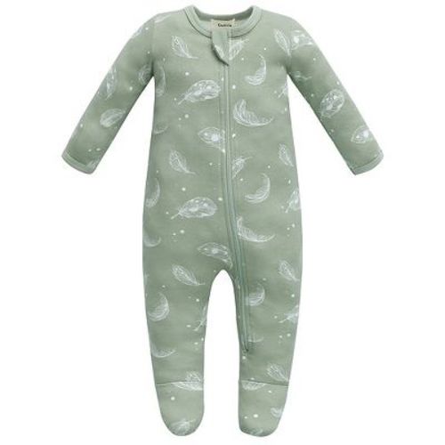 Owlivia Organic Cotton Pajama, Baby Sleep N' Play - Feather Green, 0-3 months