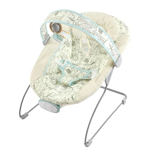 Portable Baby Bouncer Seat with 8 Melodies, 3 Vibration Levels & Adjustable Volume, Foldable Infant Bouncer Rocker with Toy Bar & Safety Harness for Baby 0-6 Months, Indoor & Outdoor Use BR2404