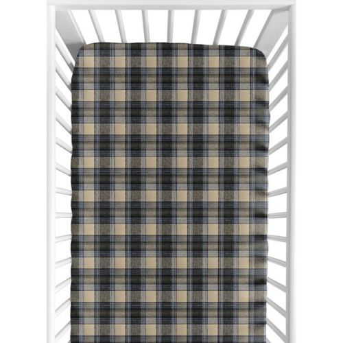 Sweet Jojo Designs Boy Baby Fitted Crib Sheet Rustic Patch Blue and Tan