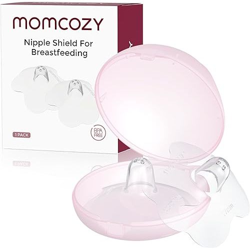 Momcozy Silicone Nipple Shields for Breastfeeding, Flower Shape Petal Design, Ultra Thin & Soft for Flat or Inverted Nipples, Flexible Nursing Shield, BPA/BPS Free (1 Pair, 17mm)