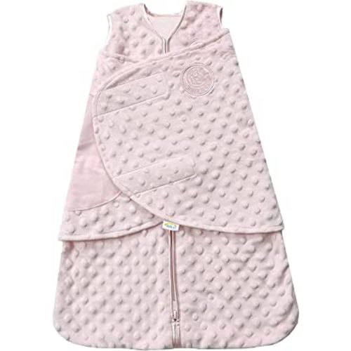 HALO Sleepsack Plush Dot Velboa Swaddle, 3-Way Adjustable Wearable Blanket, TOG 3.0, Pink, Newborn, 0-3 Months